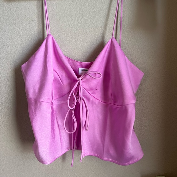 Cotton On Tie front blouse in Hot Pink - Picture 2 of 3